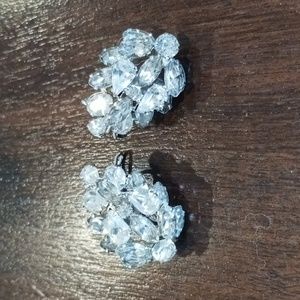 Vintage Rhinestone Wingback Earrings